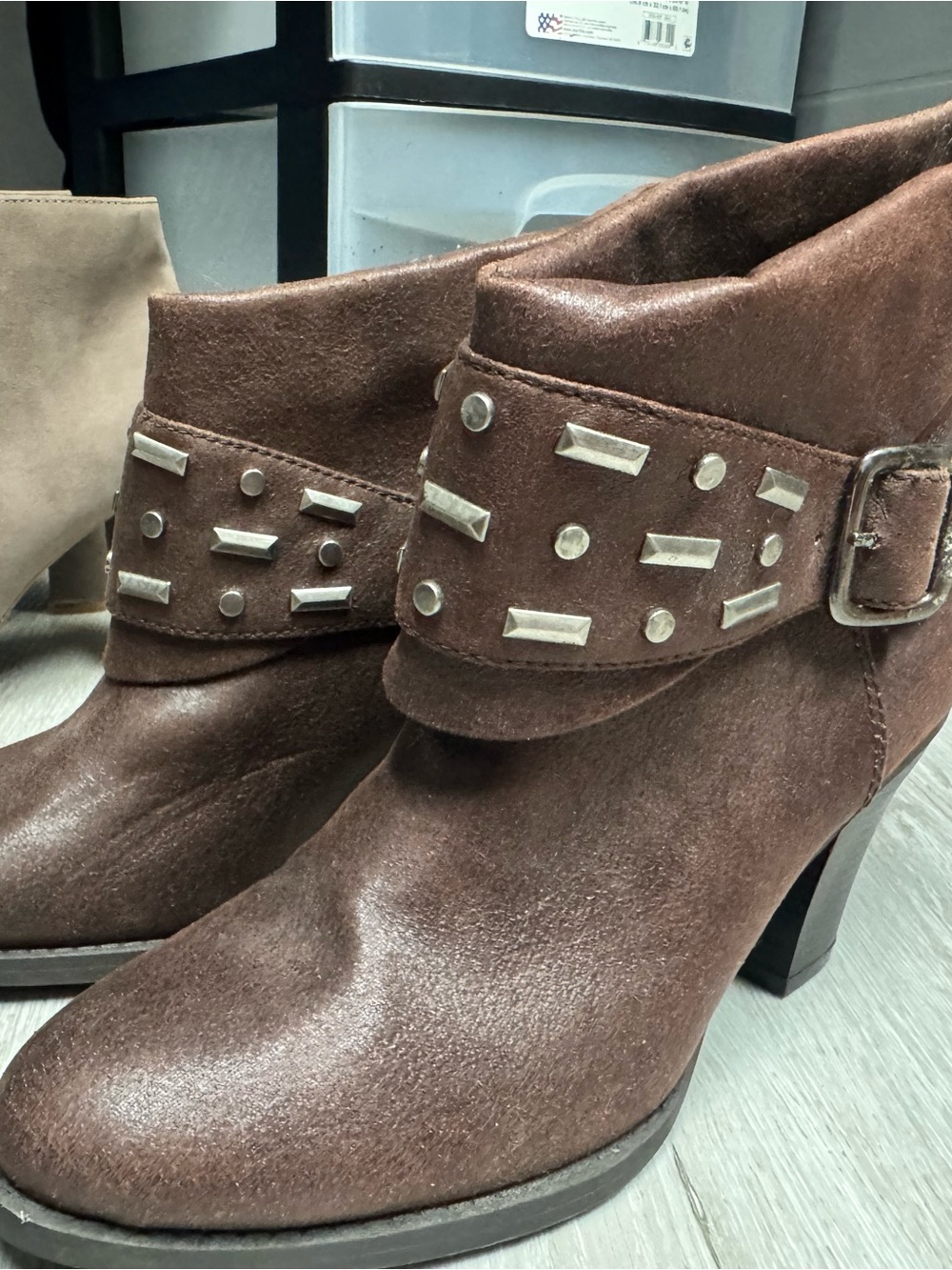 Brown Studded Women's Ankle Boots